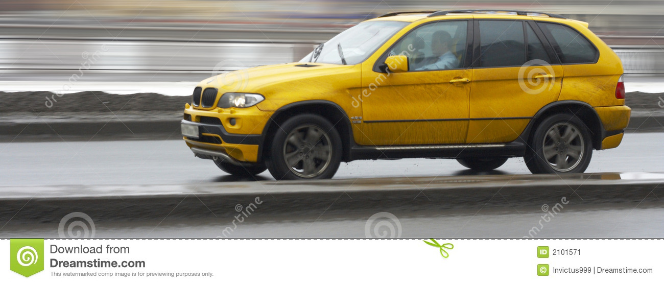 Yellow Suv X5 Luxury German Car Driving Fast Stock Image   Image    