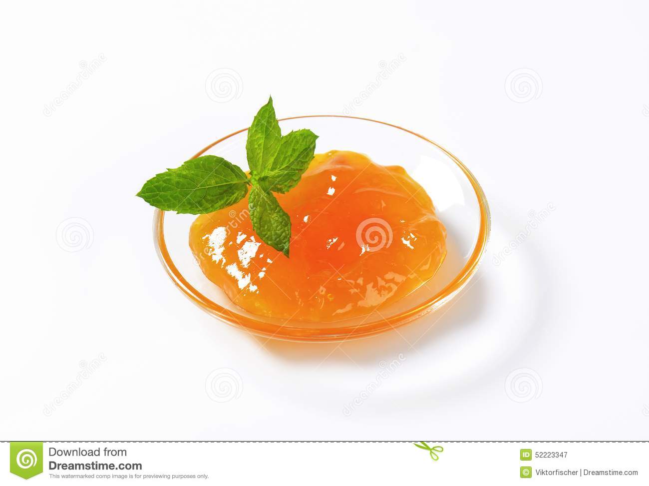 Apricot Jam On Small Glass Plate