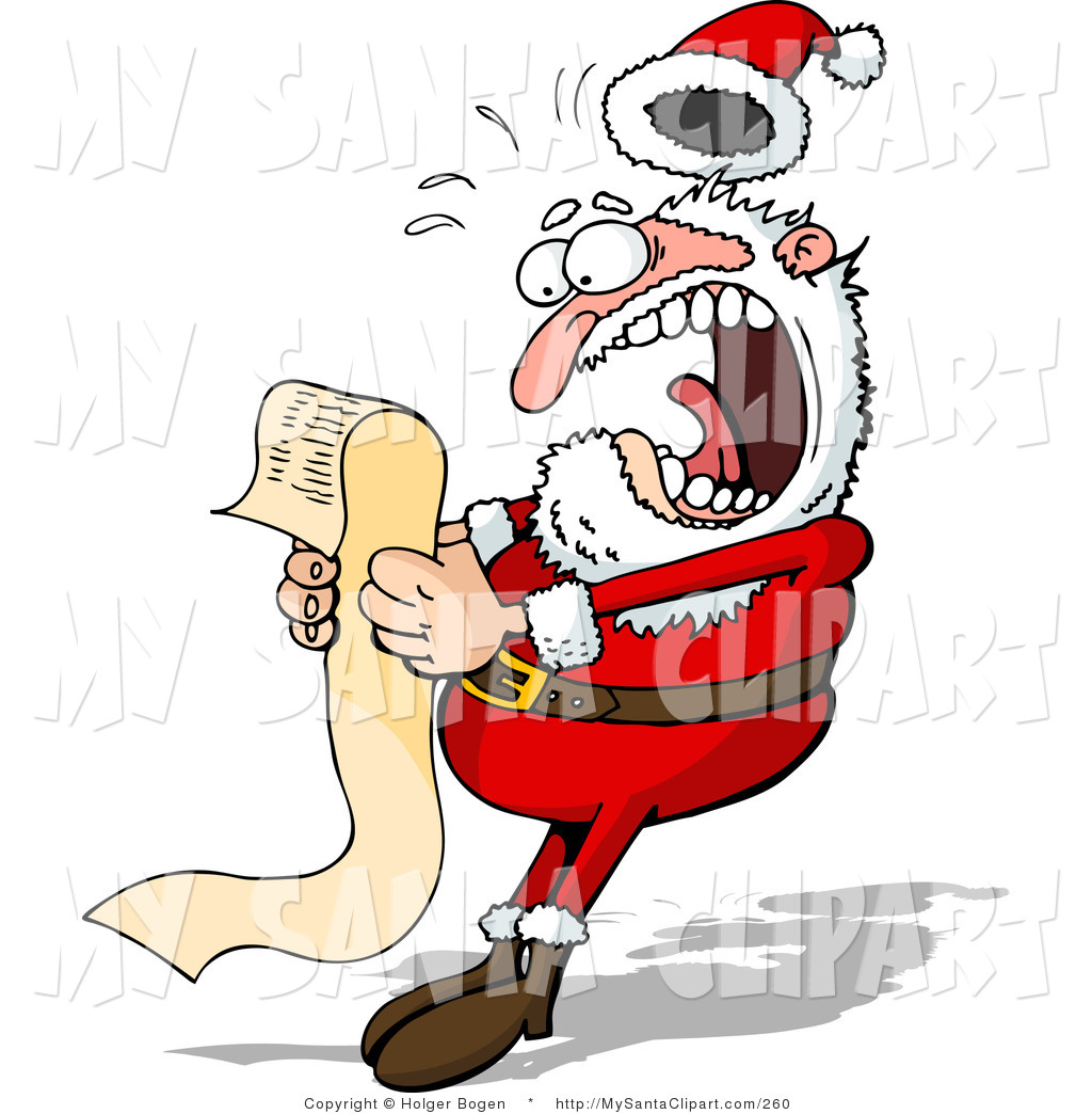 Christmas Clip Art Of A Surprised Santa Claus Screaming In Shock While