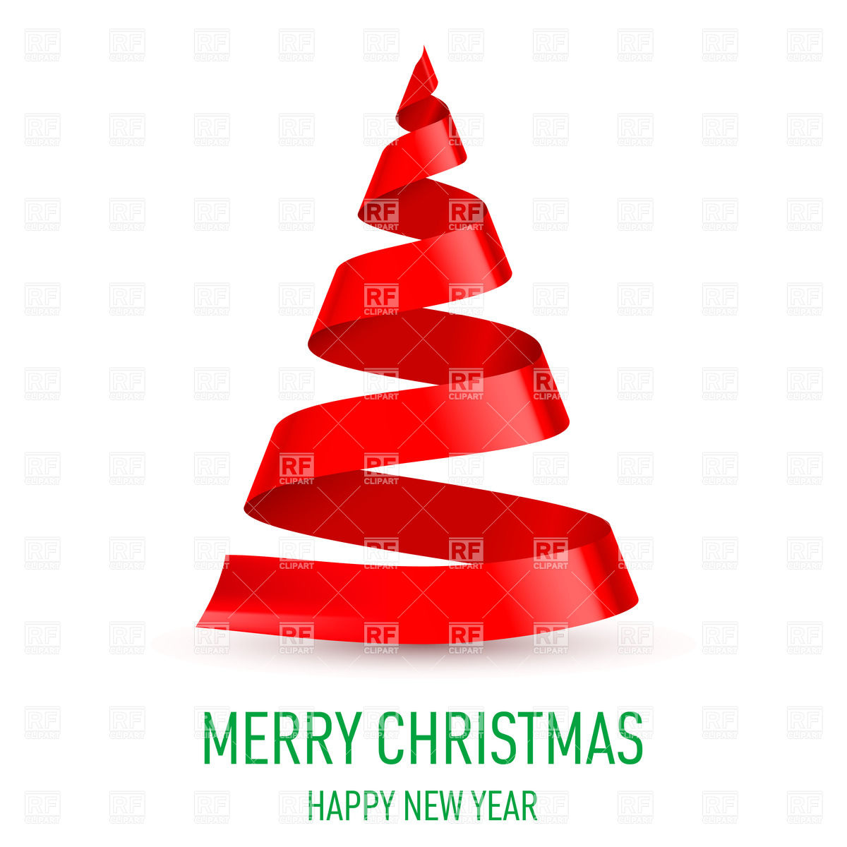 Christmas Tree Made Of Red Ribbon On White Background 25921 Design