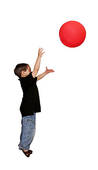 Clip Art   Boy Throwing Red Ball Over White  Stock Illustration