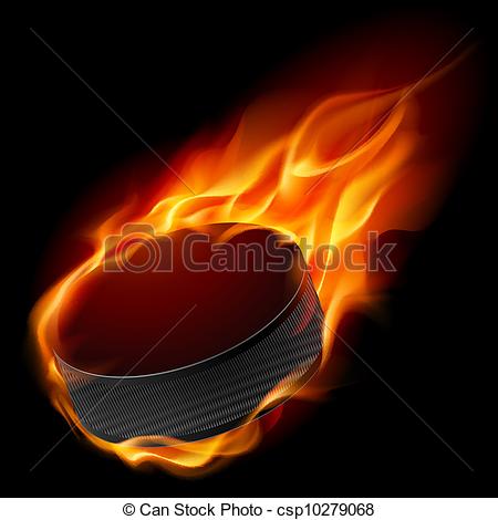 Clip Art Vector Of Burning Hockey Puck Illustration For Design On