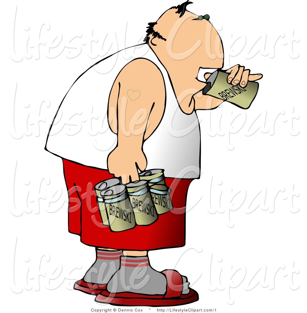 Clipart Of A Drunk Man Drinking Can Of Beer   Royalty Free By Djart
