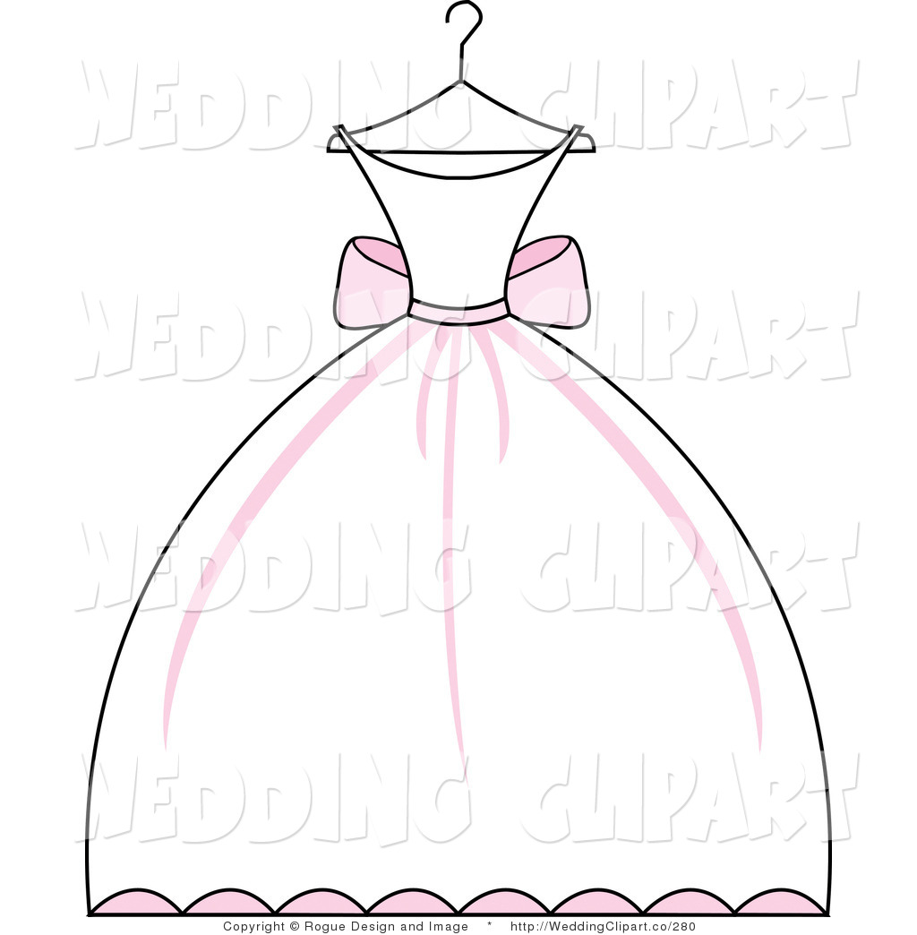 Clipart Of A Wedding Pink And White Dress On A Hanger By Pams Clipart