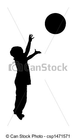 Clipart Of Boy Throwing Red Ball Over White   A Young Male Child