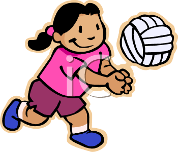 Clipart Picture Of A Young Girl Hitting A Volleyball