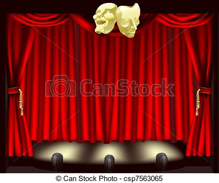 Clipart Vector Of Theatre Stage With Masks   Theatre Stage With