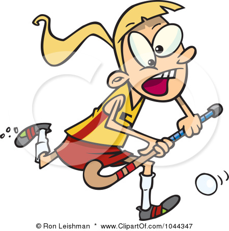 Free Rf Clip Art Illustration Of A Cartoon Girl Playing Field Hockey
