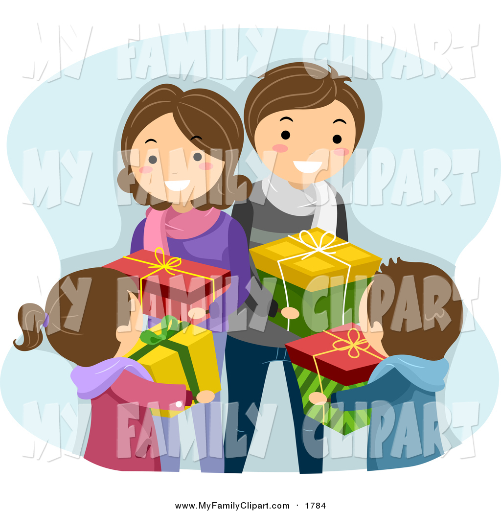 Happy White Family Exchanging Christmas Gifts By Bnp Design Studio