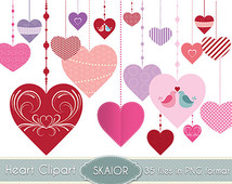 Heart Clipart Heart Bunting Clip Art Valentines Garland Clipart    