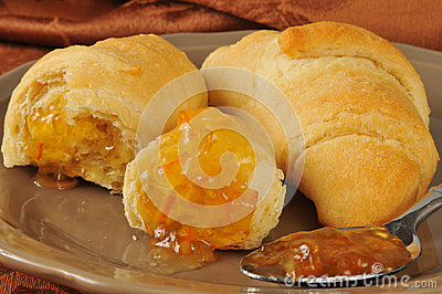 Hot Buttery Croissants Orange Marmalade Royalty Free Stock Photo