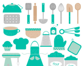 Instant Download Clipart Package 23 0 Teal Kitchen Clipart