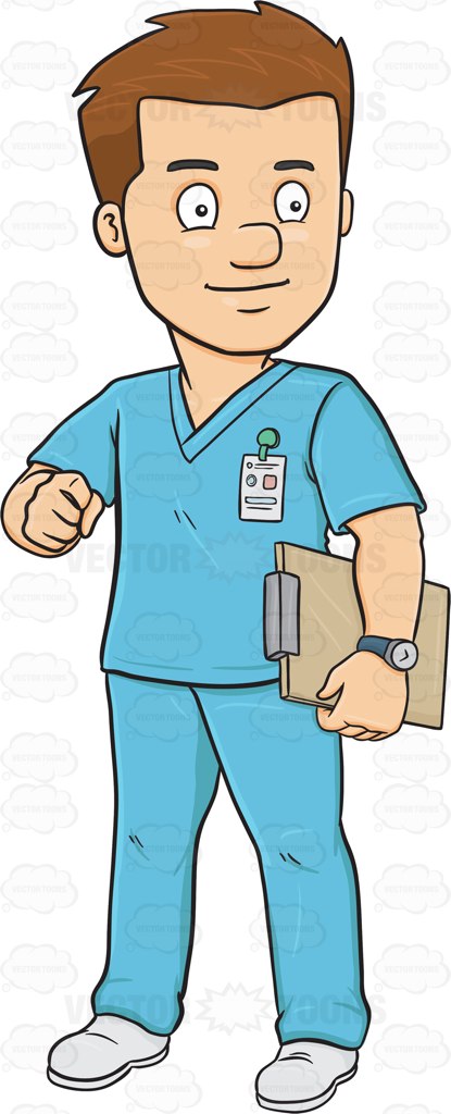 Male Nurse In Scrubs Holding A Clipboard 1