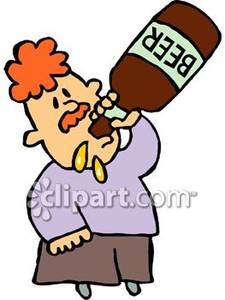 Man Drinking Beer From A Bottle   Royalty Free Clipart Picture