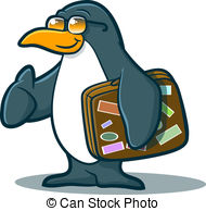Penguin Character Traveling   Illustration Of A Cute Penguin