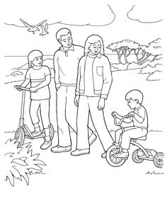 Primary Coloring Page  Family Walking Together  Ldsprimary  Mormons