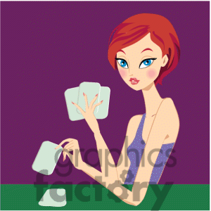 Royalty Free Girl Playing Cards Clipart Image Picture Art   382253