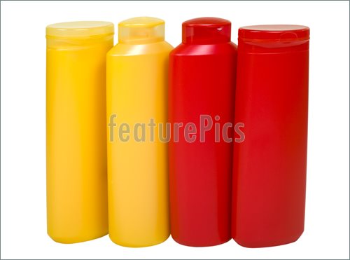 Shampoo And Conditioner In Colorful Bottles  Isolated Clipping Path