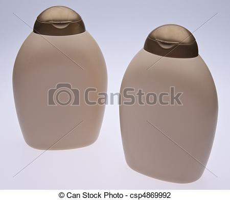 Stock Photo Of Shampoo And Conditioner Bottles With Blank Labels On A