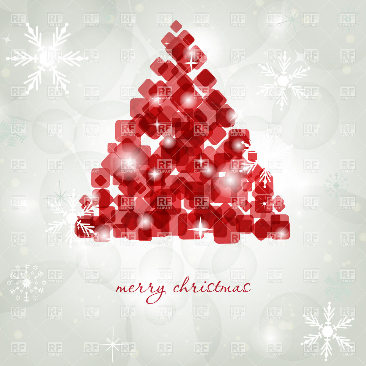 Stylized Red Christmas Tree On Winter Background 22600 Download