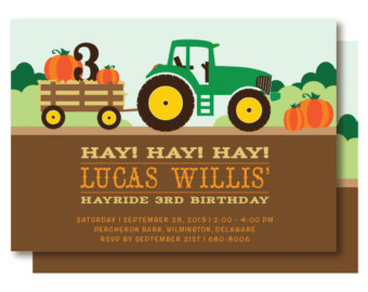 Tractor Hayride Birthday Invitations