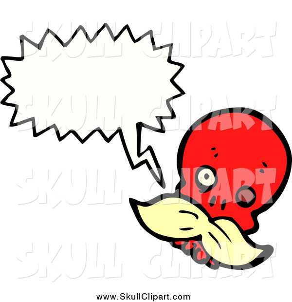 Vector Clip Art Of A Red Skull With Blond Mustache And Speech Bubble