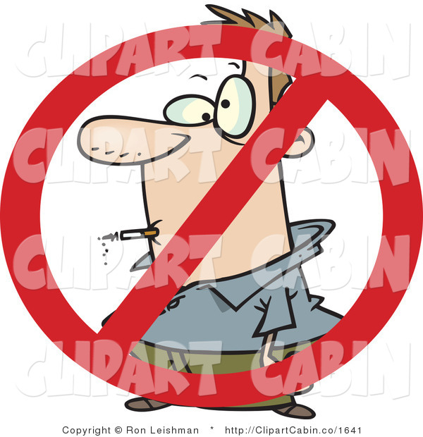 Art Vector Cartoon Of A No Smoking Symbol Over A Businessman Smoking