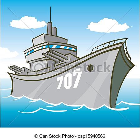 Battleship In Water With Guns Pointed    Csp15940566   Search Clipart