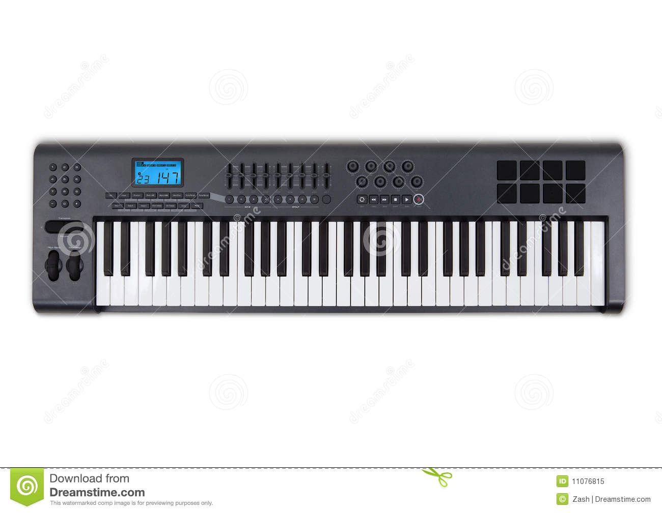 Electronic Musical Keyboard Controller On White Background