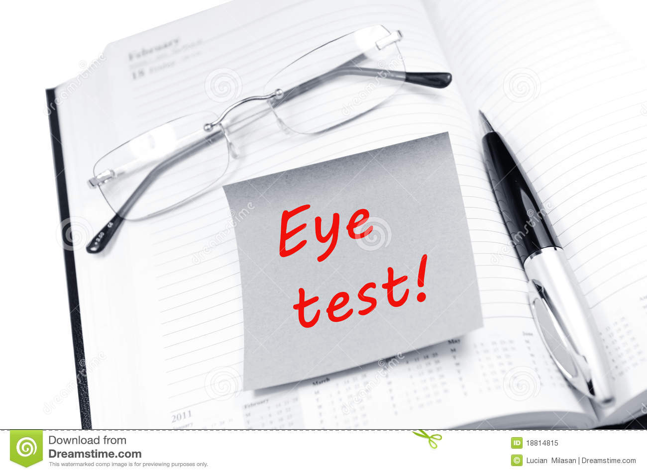 Eye Test Appointment Reminder With Glasses On Open Diary