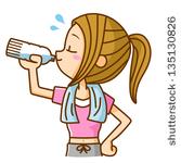 Fit Lady Drinking A Glass Of Water   Vector   Hqstockphotos Com