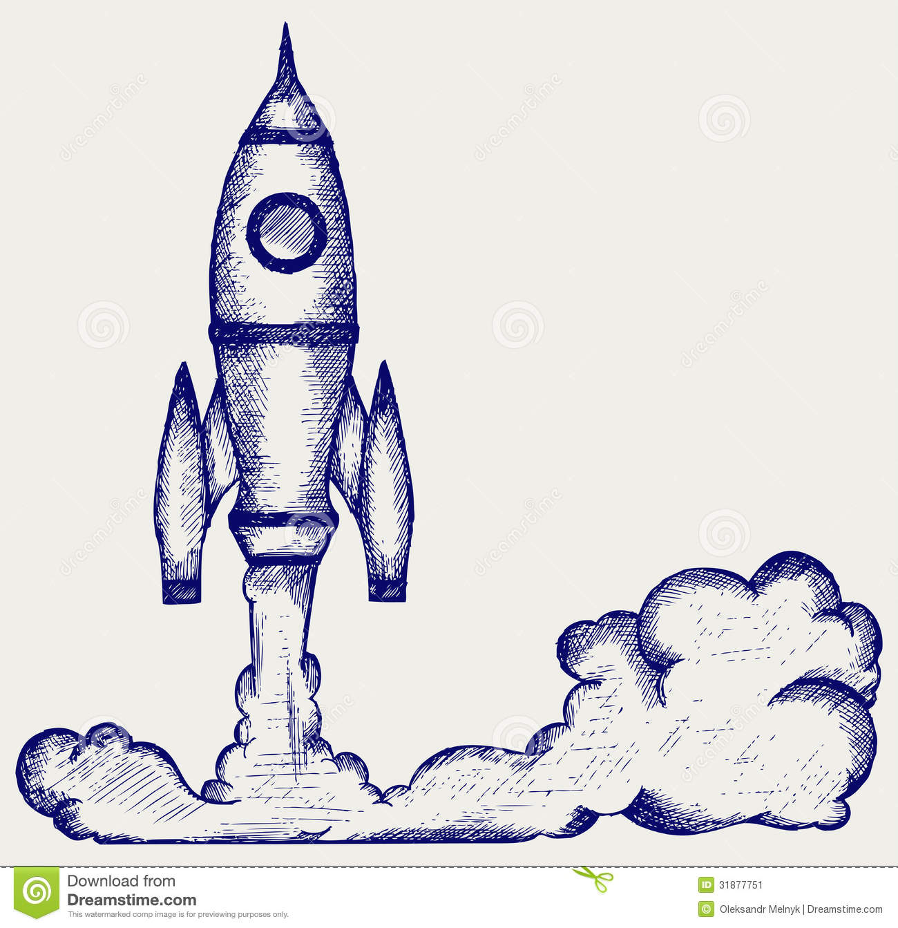 Illustration Retro Rocket  Doodle Style