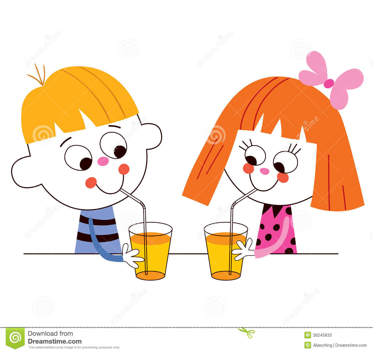 Little Boy And Girl Drinking Juice Stock Photos   Image  36245833