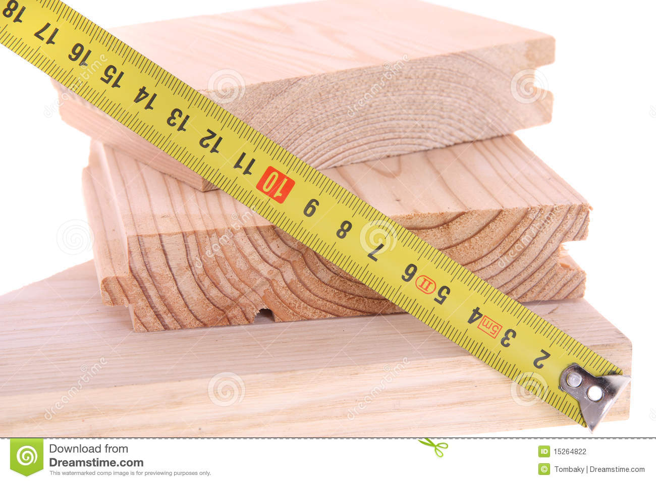 Measuring Wood With Yellow Tape Stock Photography   Image  15264822