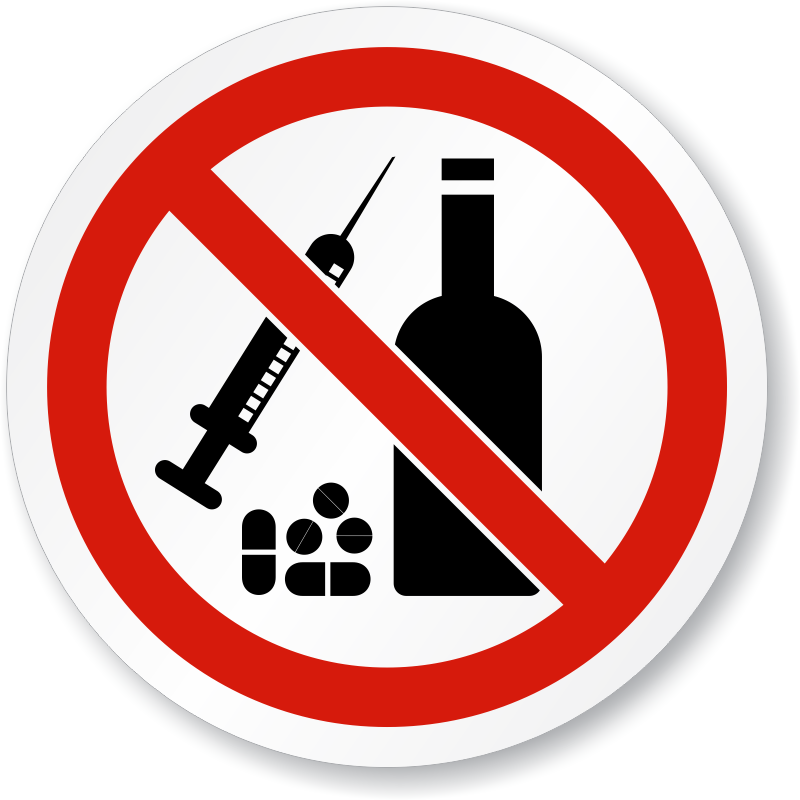 No Drugs Alcohol Symbol   Iso Prohibition Sign Sku  Is 1102