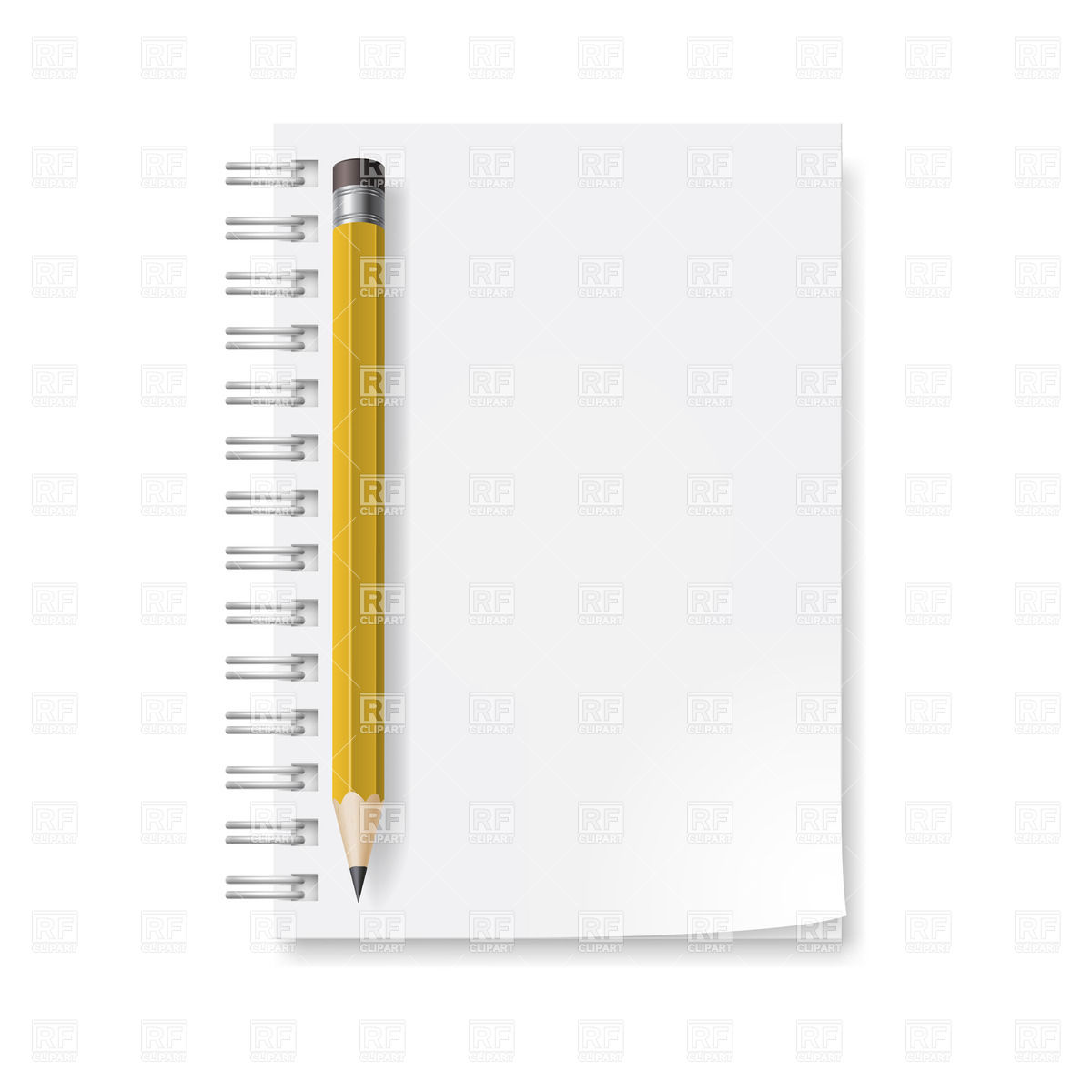 Notebook And Yellow Pencil With Eraser Download Royalty Free Vector