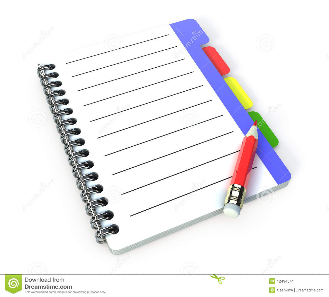 Notebook Paper And Pencil Clipart Notebook With Pencil Isolated