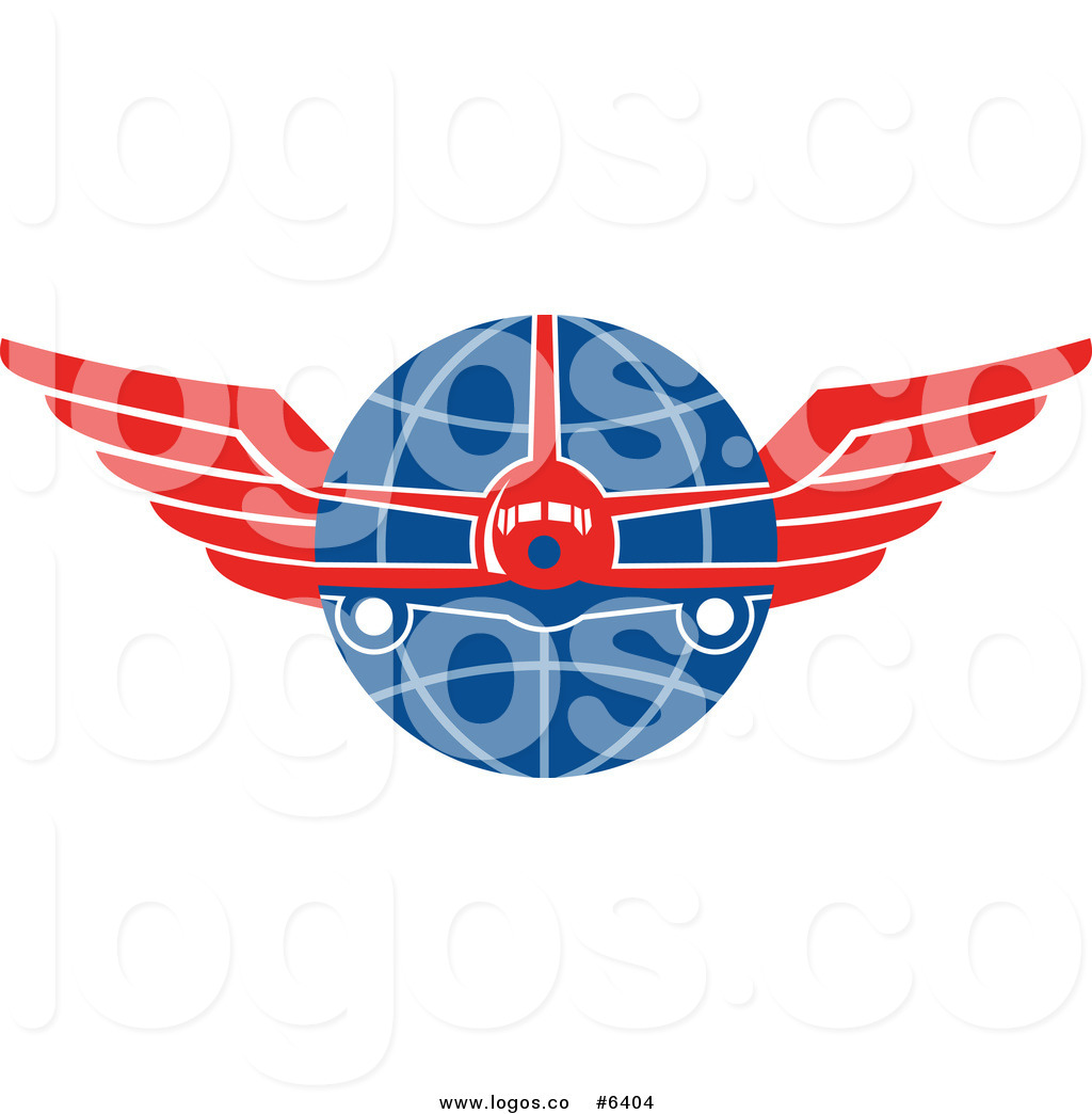 Of A Jumbo Jet Airplane Over A Grid Globe With Red Wings By Patrimonio