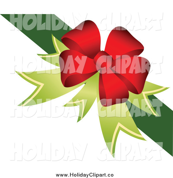 Of A Red And Green Christmas Bow And Ribbon By Onfocusmedia    19510