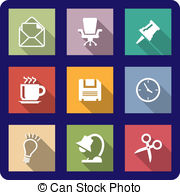 Office Icons On Coloured Backgrounds   Office Icons Or   