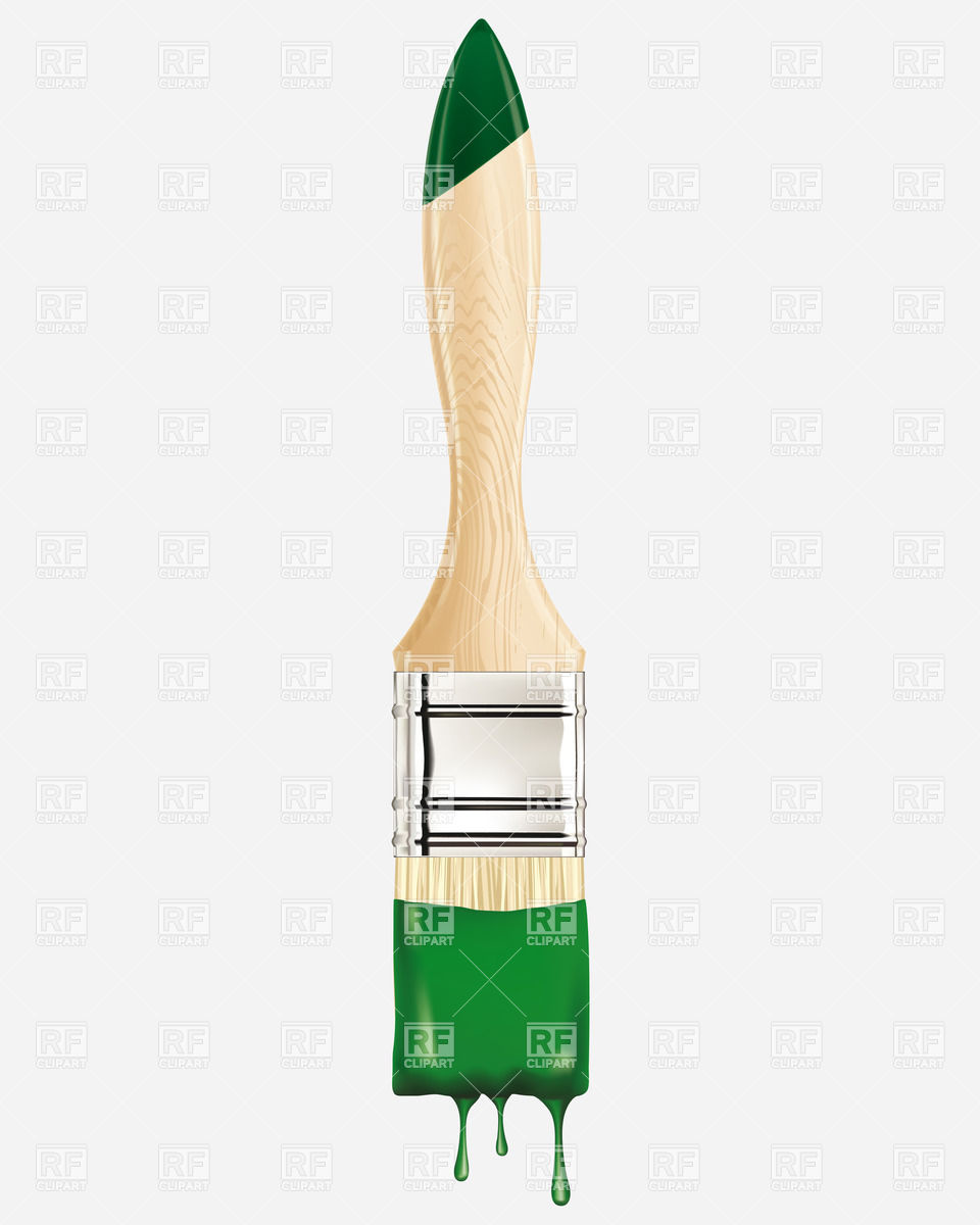 Paintbrush With Green Paint Download Royalty Free Vector Clipart  Eps    