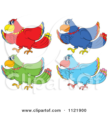 Parrot Perched Over A Spring Landscape   Royalty Free Vector Clipart
