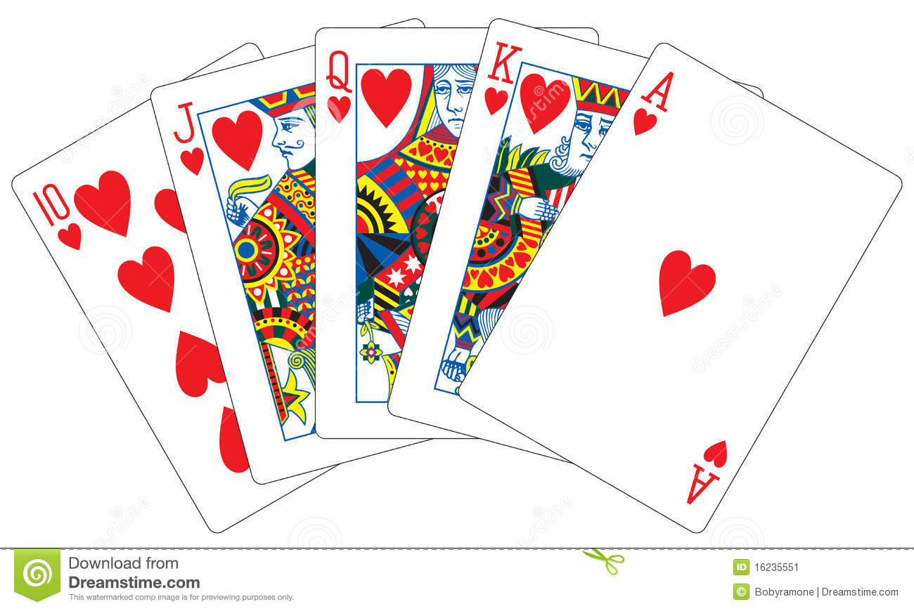 Royal Flush Hearts Playing Cards Stock Image   Image  16235551