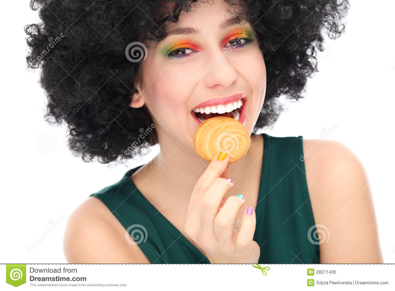 Woman Eating Cookie Stock Photo   Image  28271430