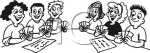     Cartoon Of Two Teams Playing Cards   Royalty Free Clipart Picture