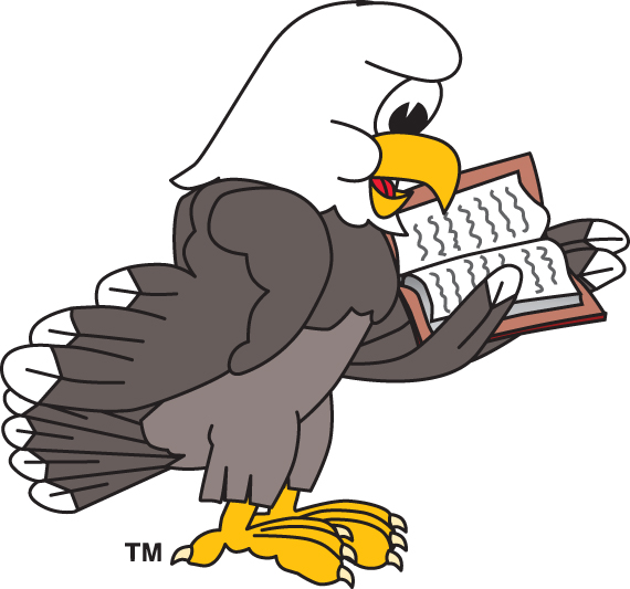 Clip Art Illustration Of A Bald Eagle Reading Book