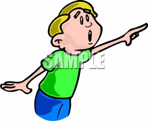 Clip Art Image  A Shocked Boy Pointing