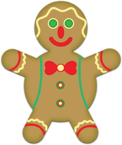 Clip Art Of A Tanned Round Gingerbread Man Decorated With A Bright Red    