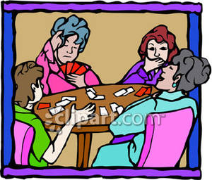 Group Of Women Playing Cards Royalty Free Clipart Picture