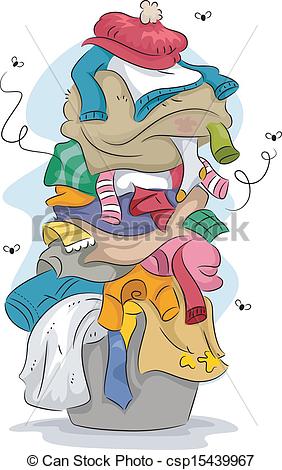 Illustration Of A Pile Of Dirty And Stinky Laundry With Flies Flying